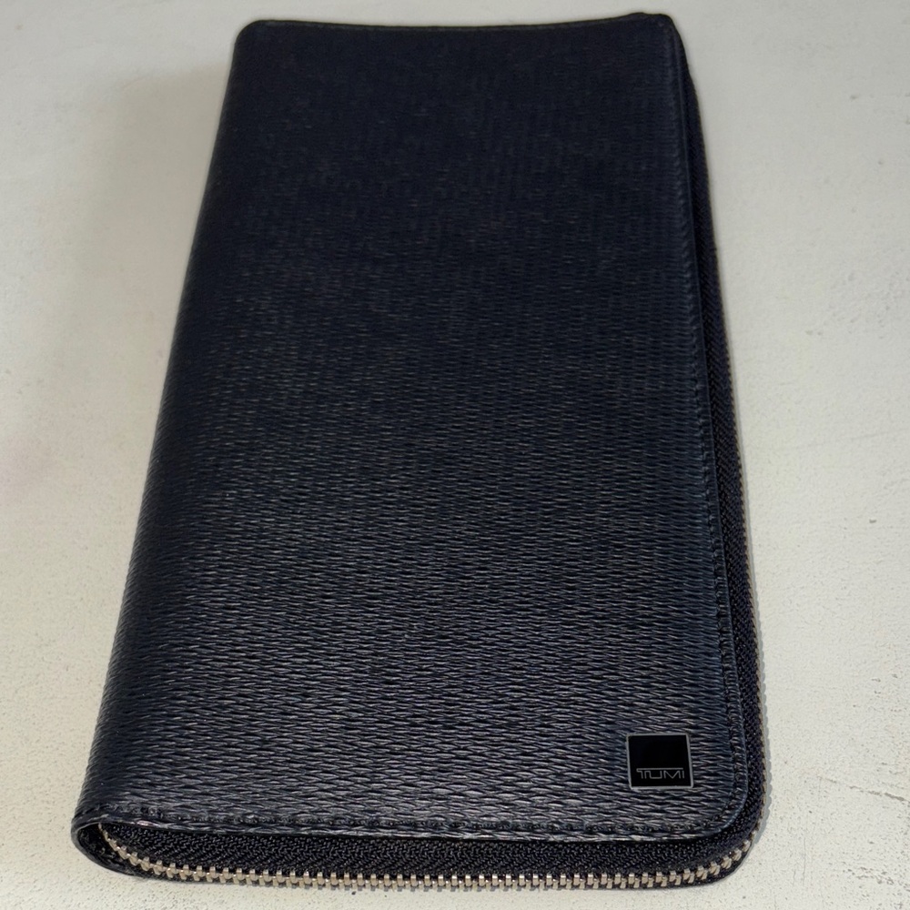 Tumi Charcoal Textured Zip Wallet